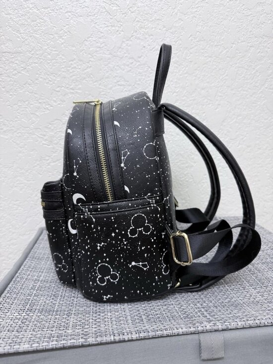 Loungefly Disney Mickey Constellation Stars Glow In Dark Backpack And Wallet NWT
